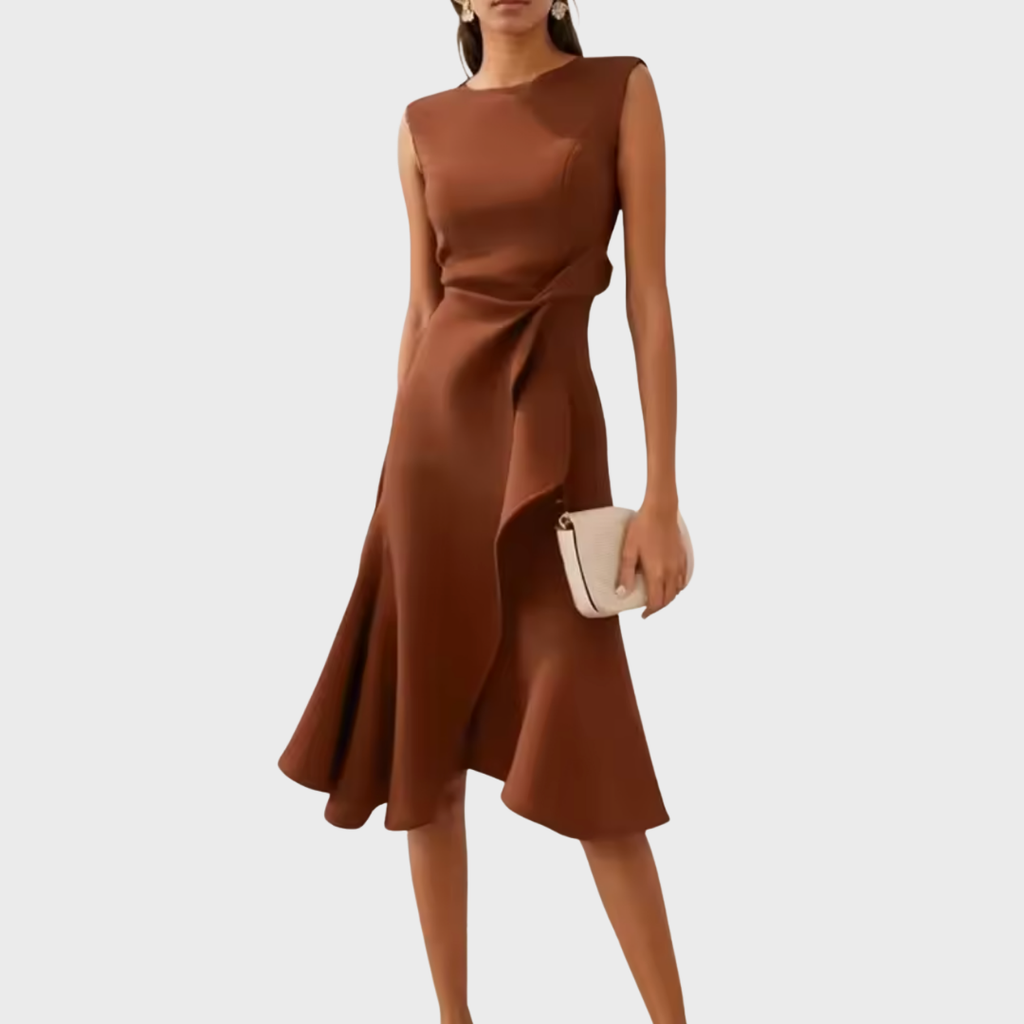 Abito midi senza maniche da donna con orlo asimmetrico - elegante stile per feste estive