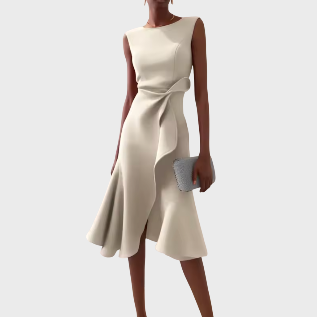 Abito midi senza maniche da donna con orlo asimmetrico - elegante stile per feste estive