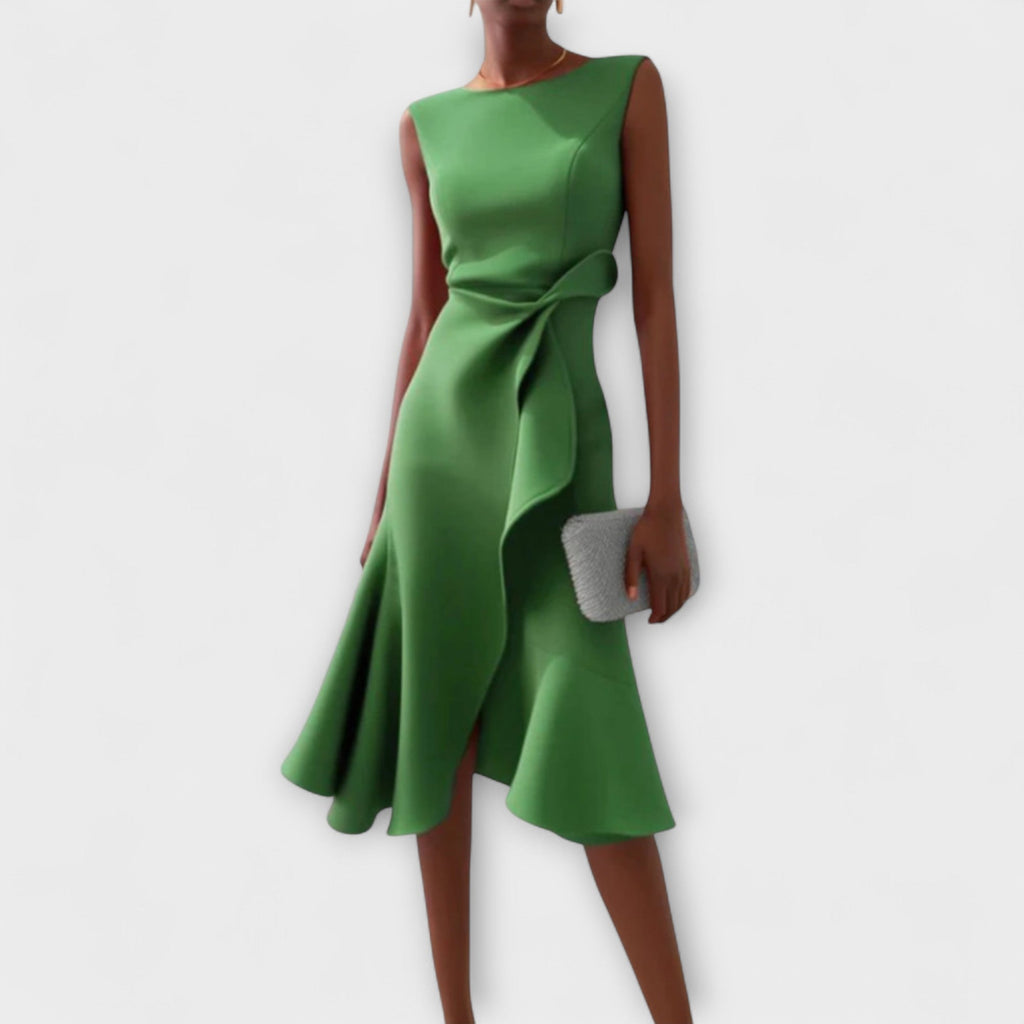Abito midi senza maniche da donna con orlo asimmetrico - elegante stile per feste estive