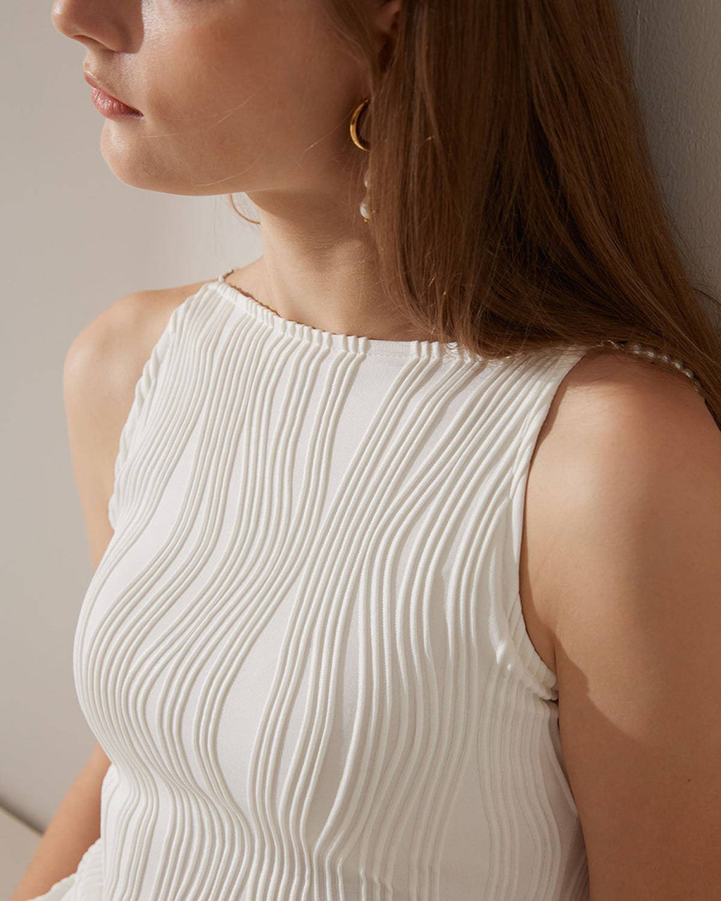 Abito Midi Donna a Coste Elegante – Design Raffinato con Dettagli in Perle