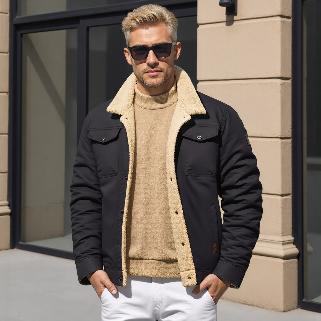 Giacca cargo da uomo con fodera in sherpa – Cappotto invernale caldo e isolante