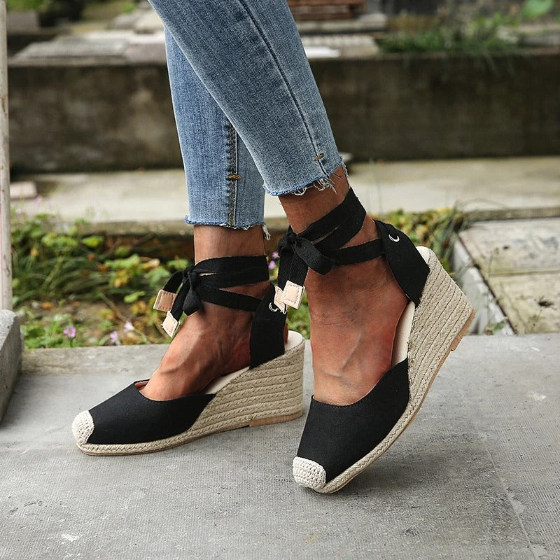Sandali con zeppa da donna con fiocco - Eleganti e comodi