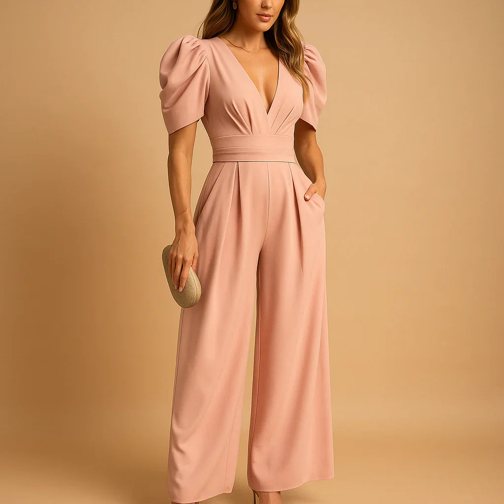 Tuta donna con maniche a sbuffo - Vita definita e stile elegante