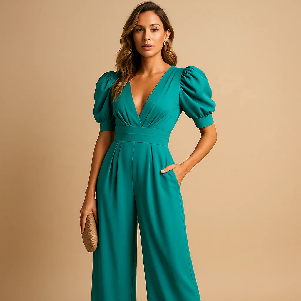 Tuta donna con maniche a sbuffo - Vita definita e stile elegante