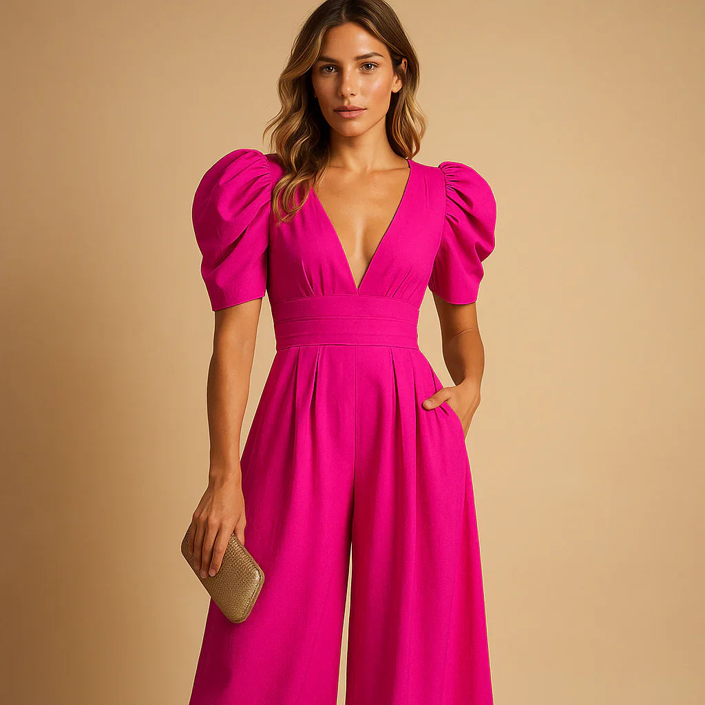 Tuta donna con maniche a sbuffo - Vita definita e stile elegante