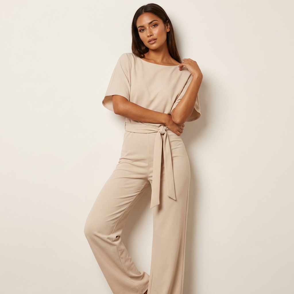 Elegante tuta da donna con cintura in - vita e vestibilità fluida.