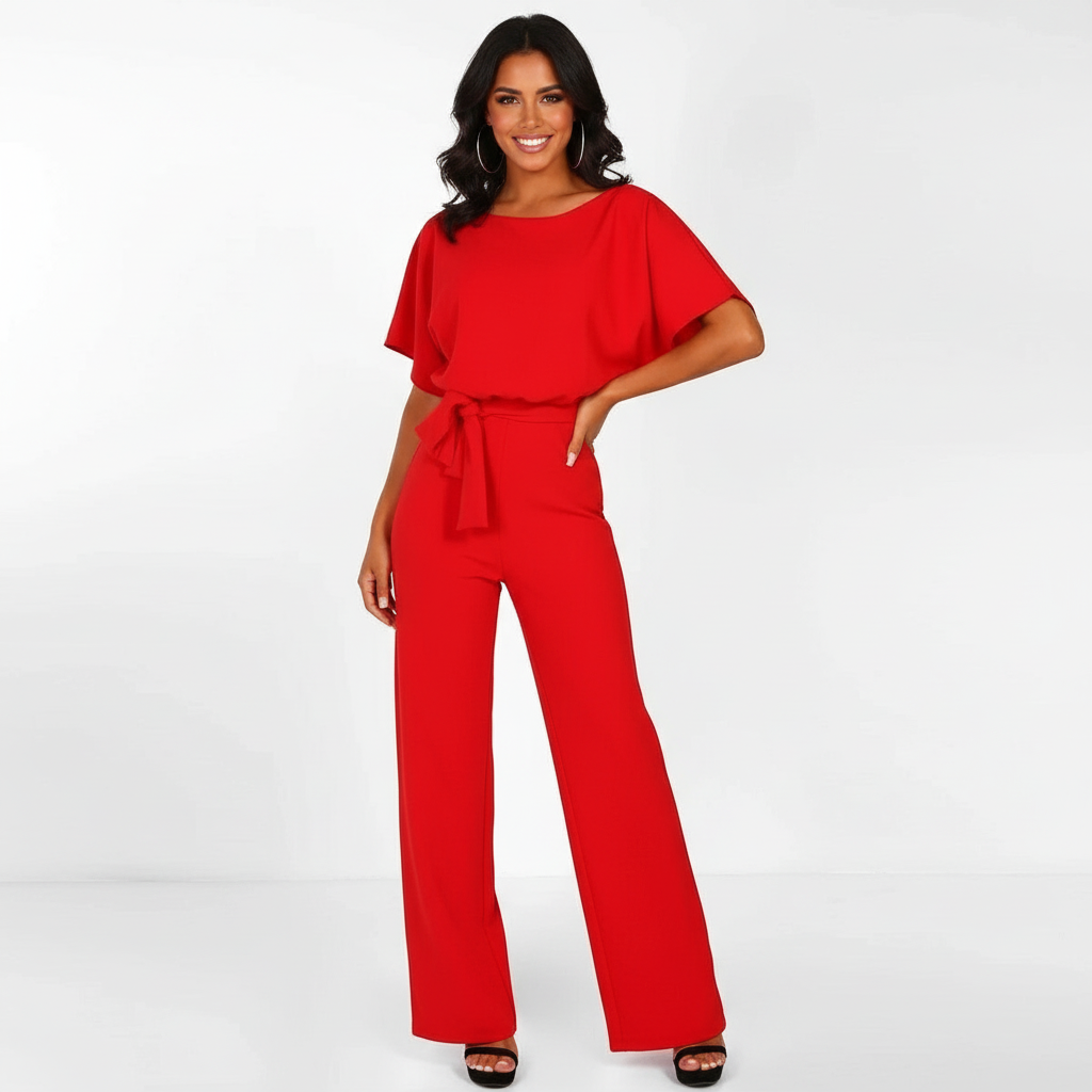 Elegante tuta da donna con cintura in - vita e vestibilità fluida.