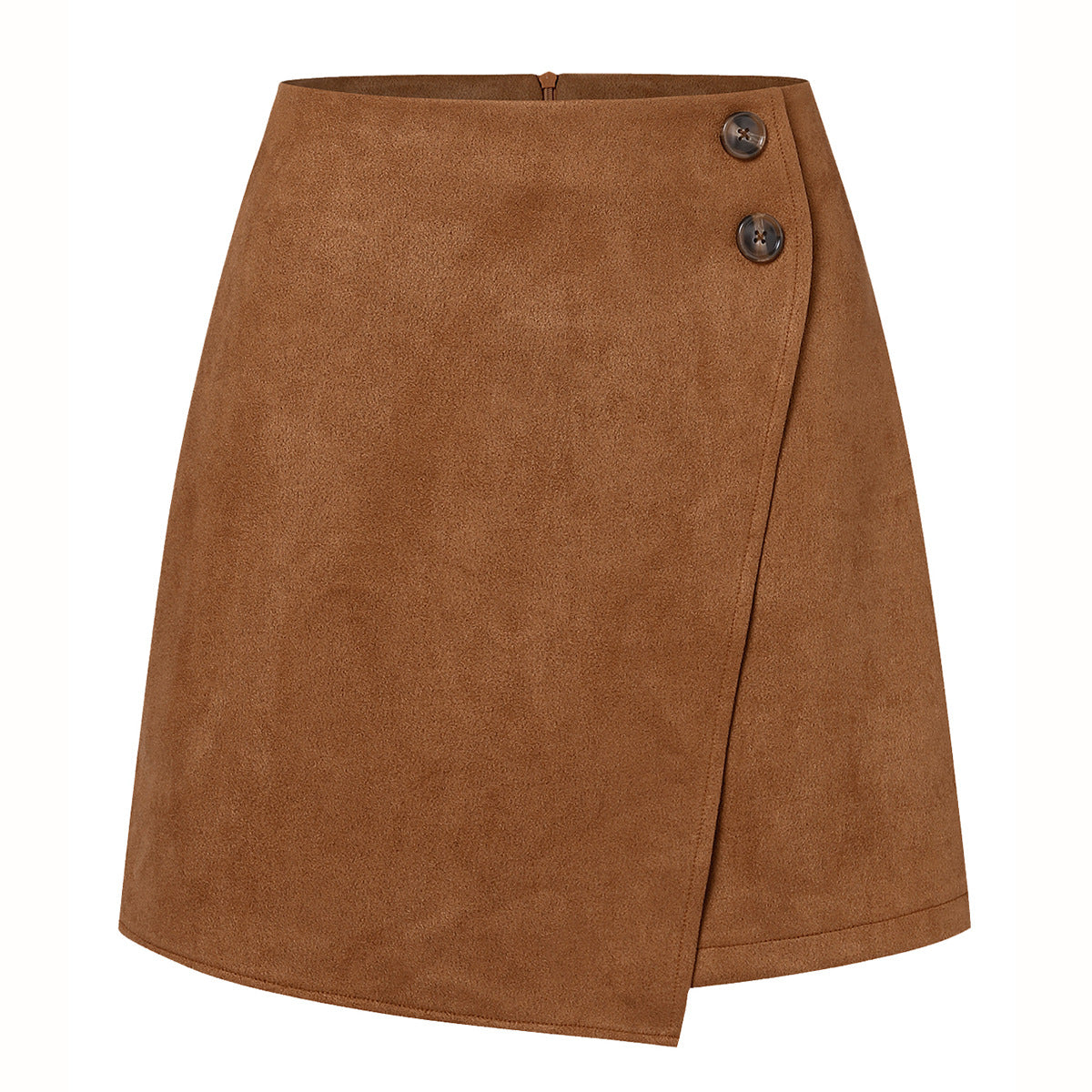 Minigonna in pelle scamosciata di lusso per donna – Gonna in velluto a coste asimmetrica slim fit