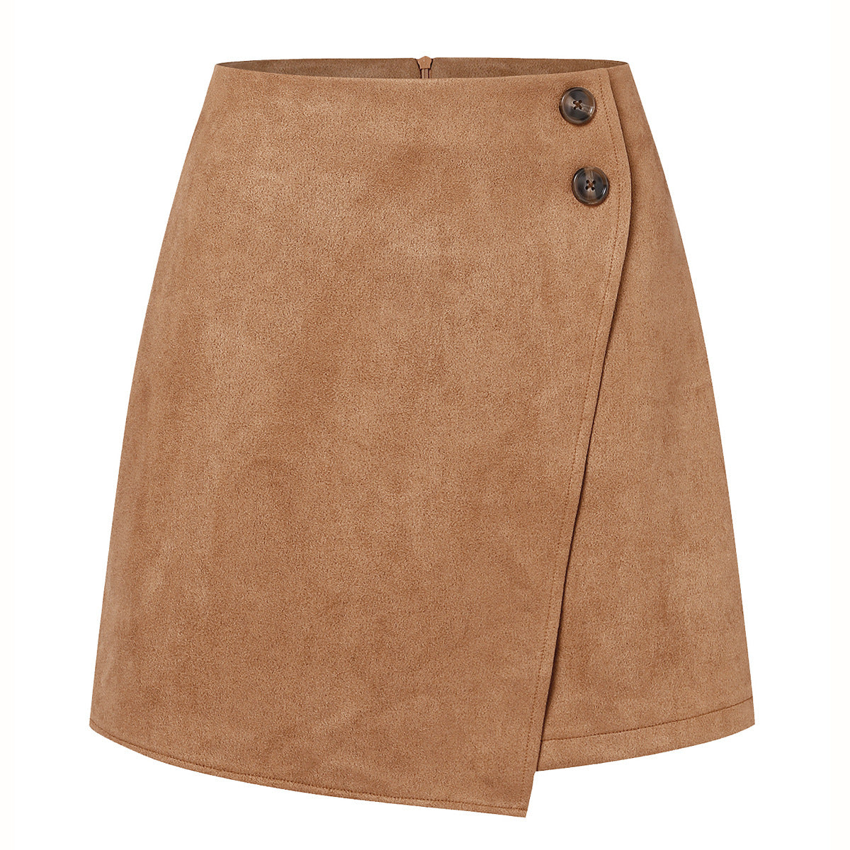 Minigonna in pelle scamosciata di lusso per donna – Gonna in velluto a coste asimmetrica slim fit
