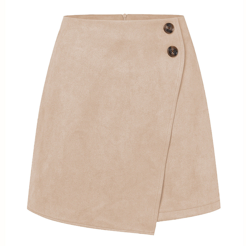 Minigonna in pelle scamosciata di lusso per donna – Gonna in velluto a coste asimmetrica slim fit