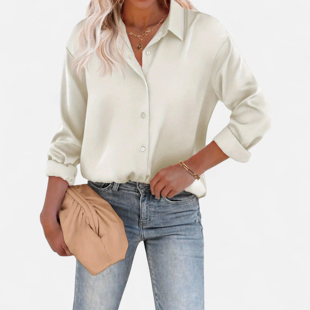 Camicetta da donna con colletto classico – Silhouette fluida, stile elegante e sofisticato