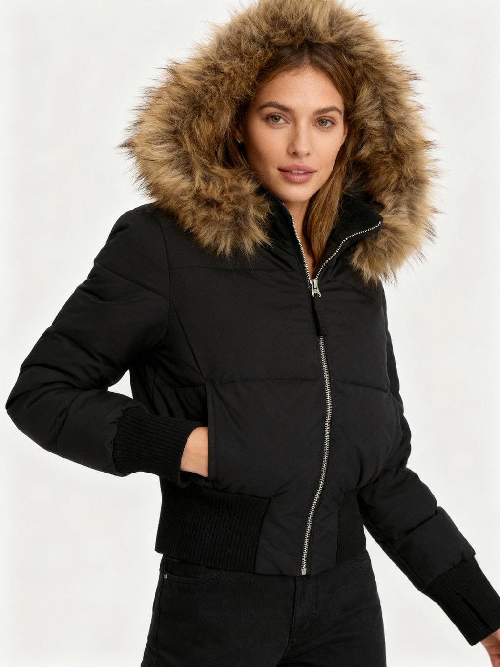 Giacca trapuntata leggera isolante da donna – Cappotto invernale con cappuccio rimovibile