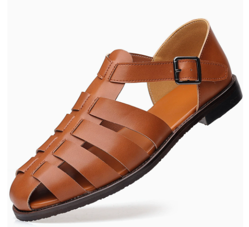 Men's elegant leather sandals – fisherman summer sandals with buckle
