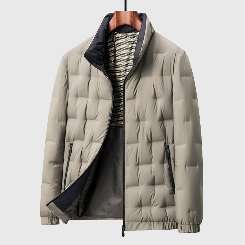 Giacca trapuntata con collo alto da uomo – Cappotto caldo con cerniera