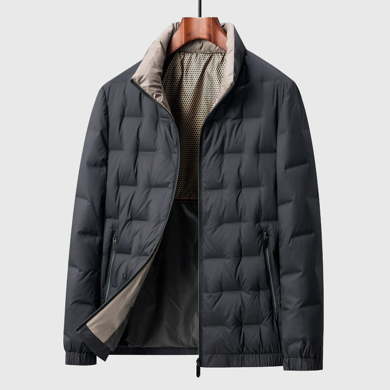 Giacca trapuntata con collo alto da uomo – Cappotto caldo con cerniera