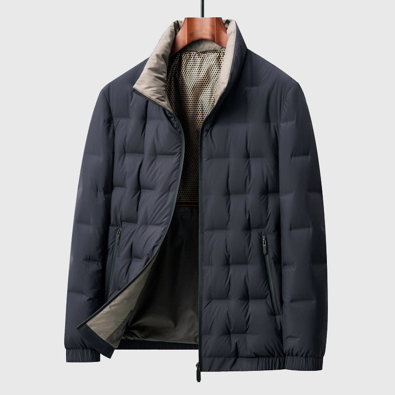 Giacca trapuntata con collo alto da uomo – Cappotto caldo con cerniera