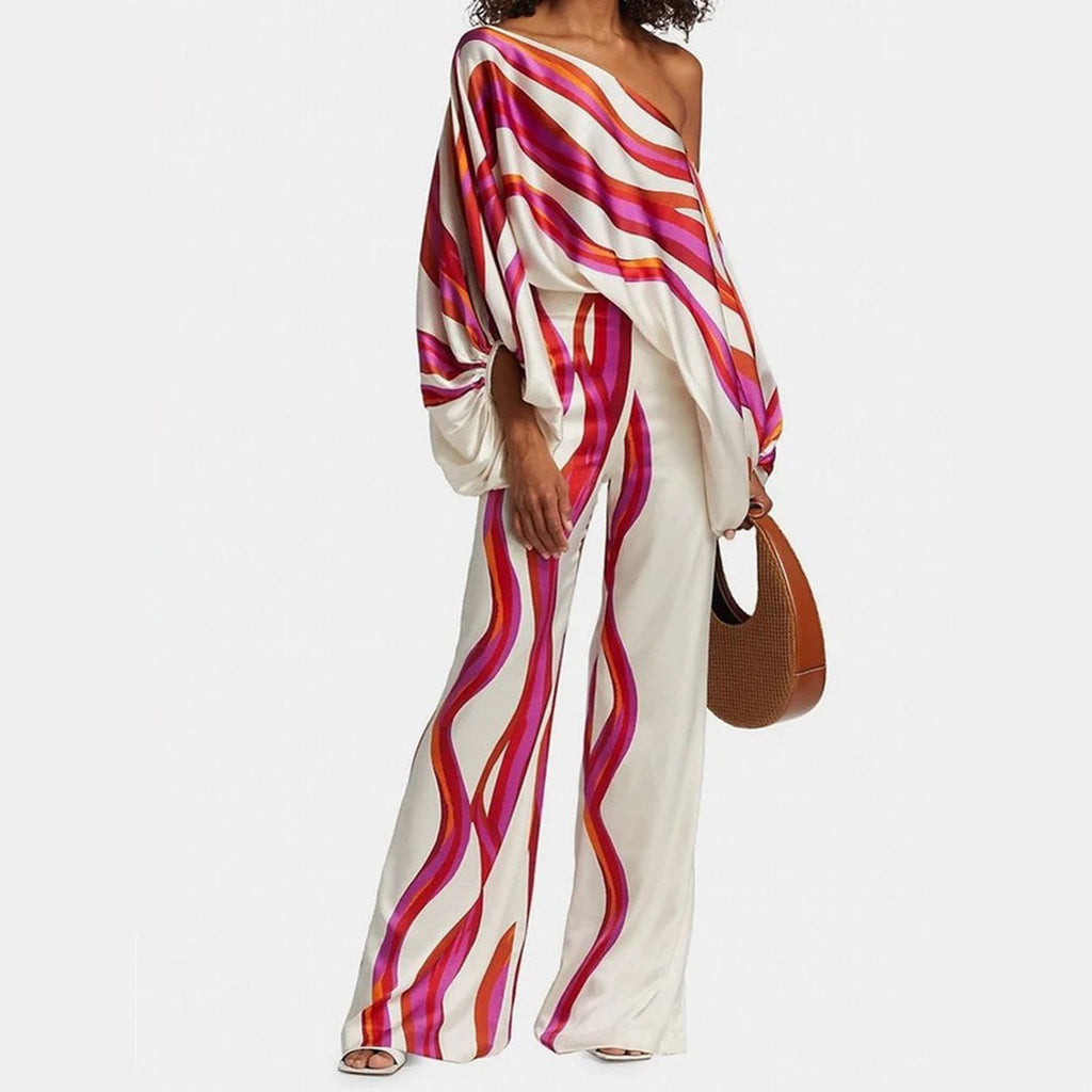 Completo due pezzi da donna stampato – Elegante, sofisticato e casual, perfetto per le feste.
