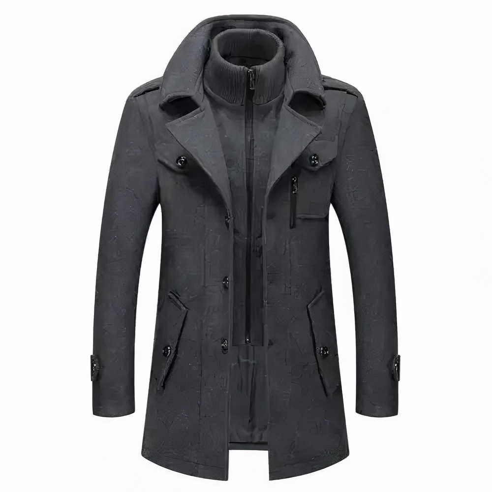 Cappotto da uomo in misto lana con doppio collo – Classico invernale