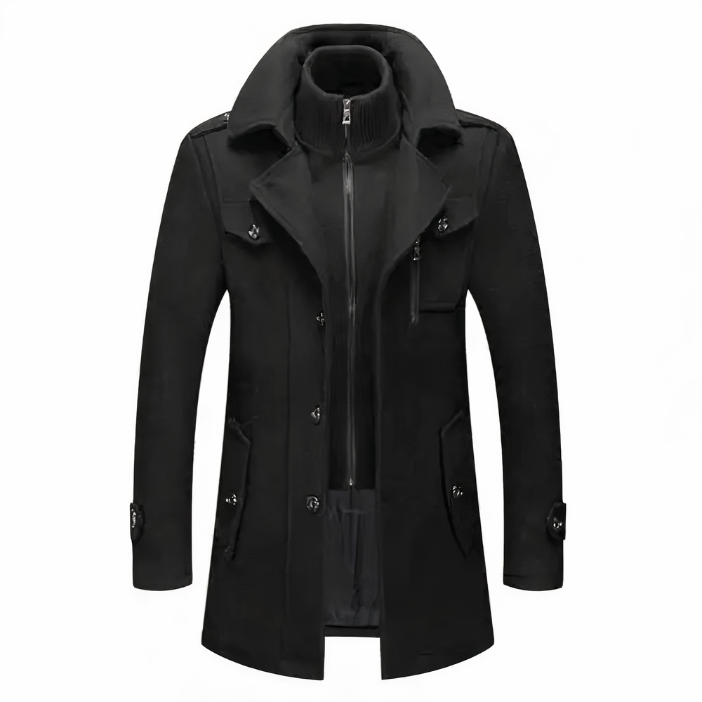 Cappotto da uomo in misto lana con doppio collo – Classico invernale