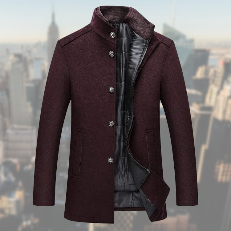 Cappotto invernale da uomo in misto lana con gilet staccabile – Soprabito di media lunghezza