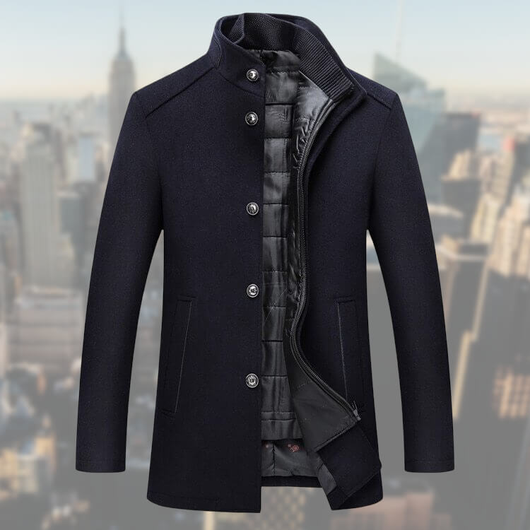Cappotto invernale da uomo in misto lana con gilet staccabile – Soprabito di media lunghezza