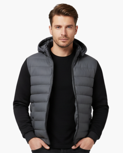 Giacca da uomo trapuntata con cappuccio – Stile urbano e comfort termico