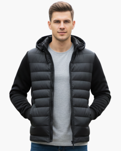 Giacca da uomo trapuntata con cappuccio – Stile urbano e comfort termico
