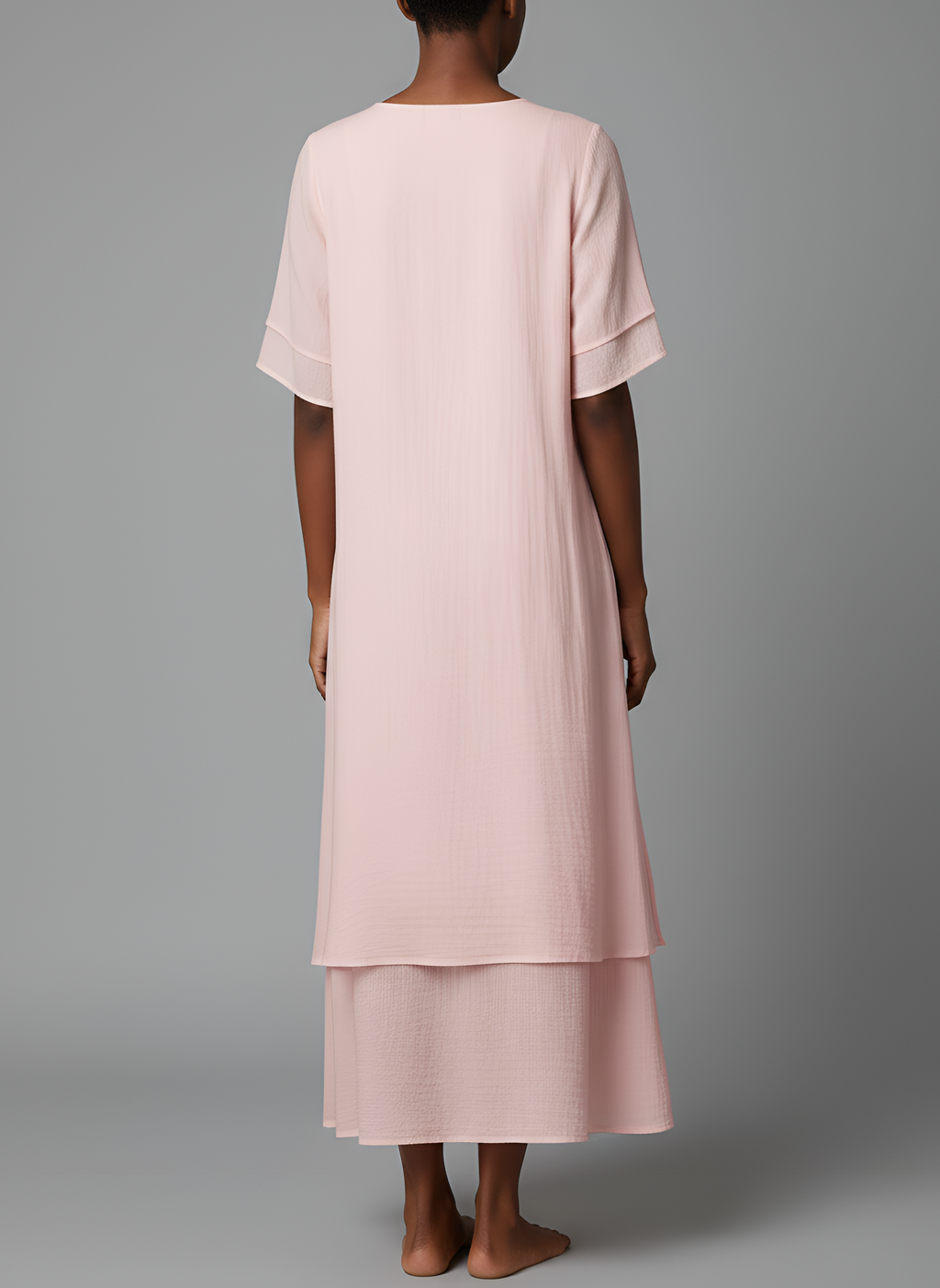 Abito maxi da donna in misto cotone – Maniche corte e orlo irregolare
