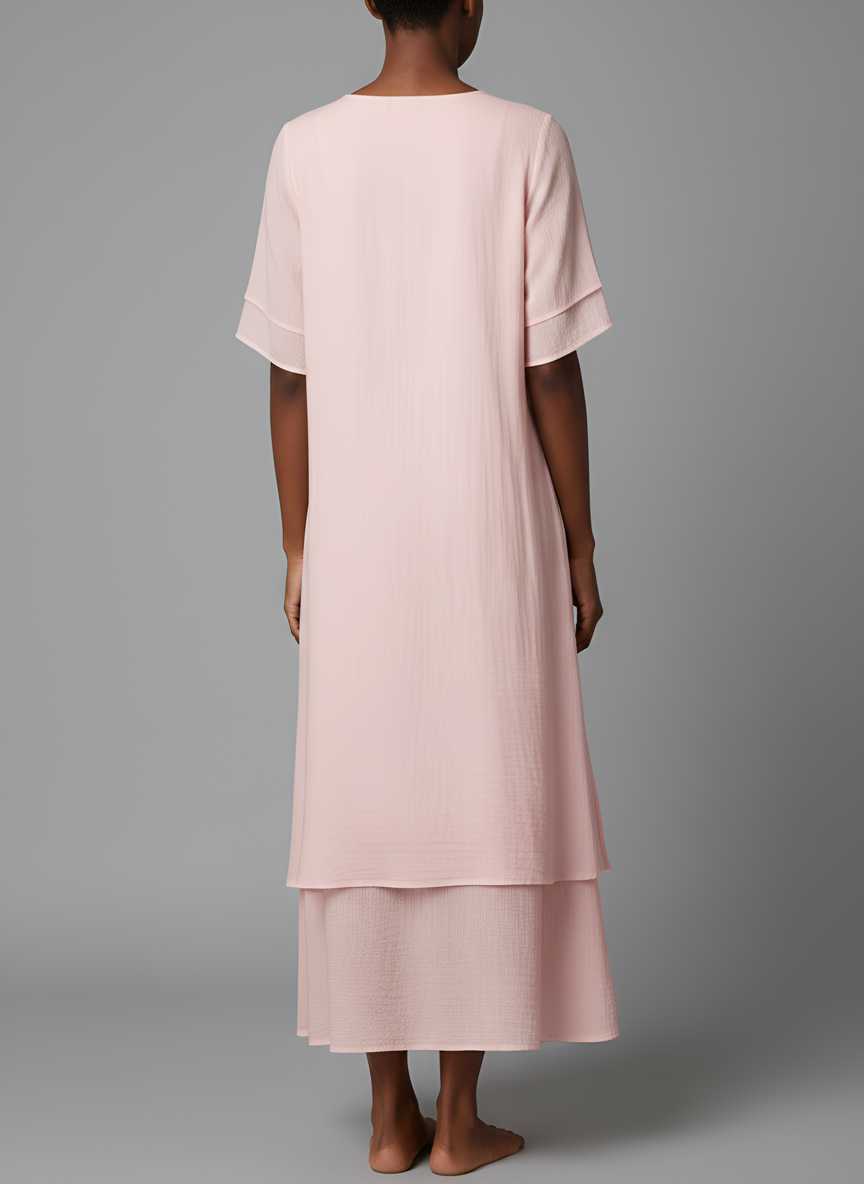 Abito maxi da donna in misto cotone – Maniche corte e orlo irregolare