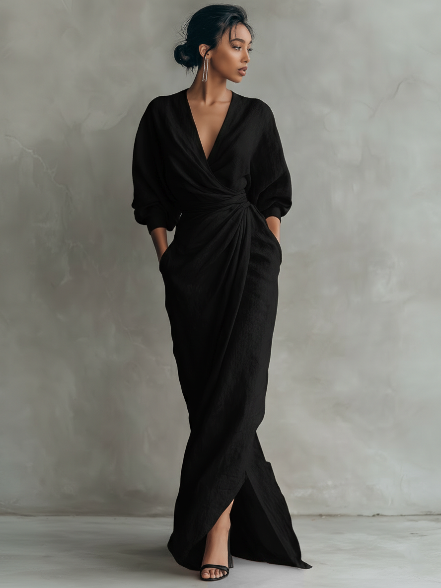 Abito maxi drappeggiato da donna - Elegante e femminile