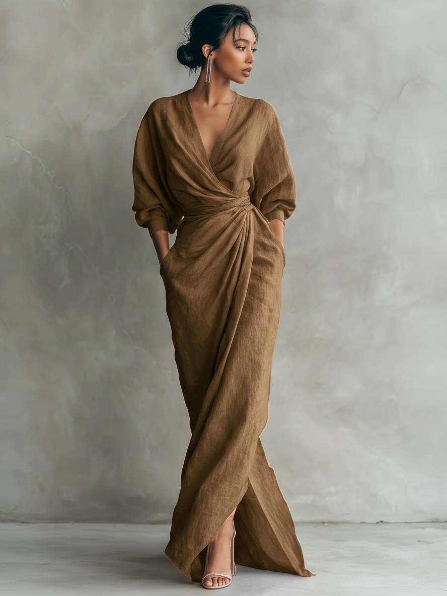 Abito maxi drappeggiato da donna - Elegante e femminile