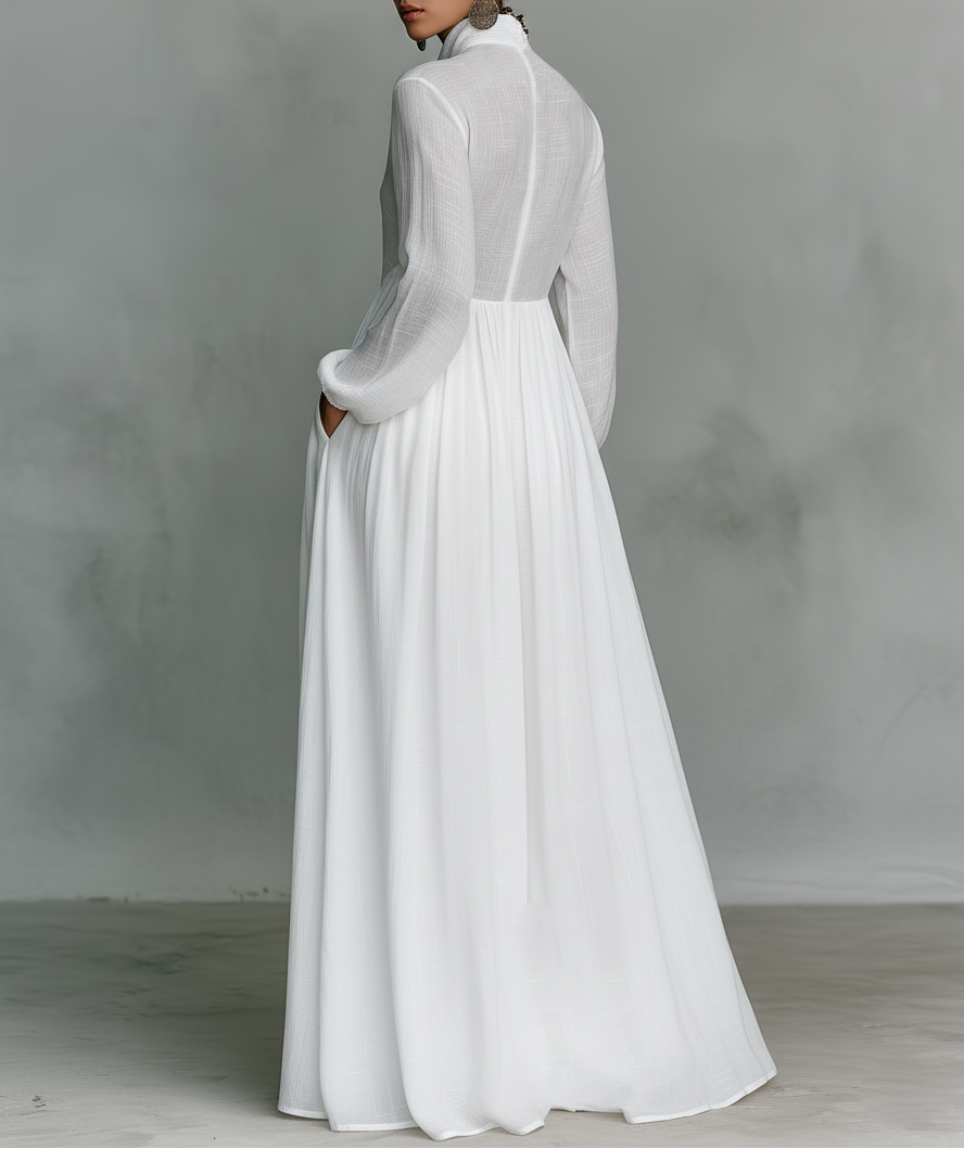 Abito maxi da donna con bottoni frontali - Morbido ed elegante