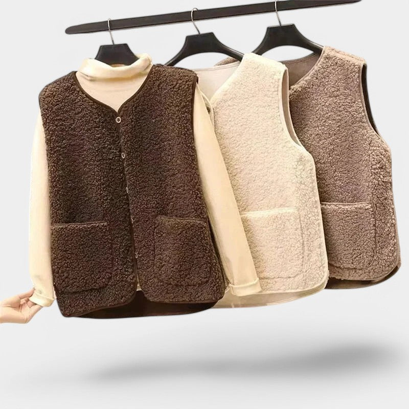 Teddy Vest da donna - Giacca senza maniche comoda e morbida