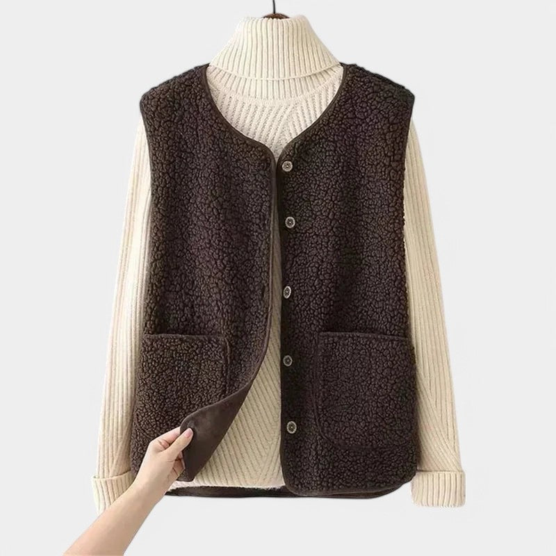 Teddy Vest da donna - Giacca senza maniche comoda e morbida