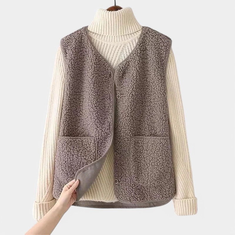 Teddy Vest da donna - Giacca senza maniche comoda e morbida