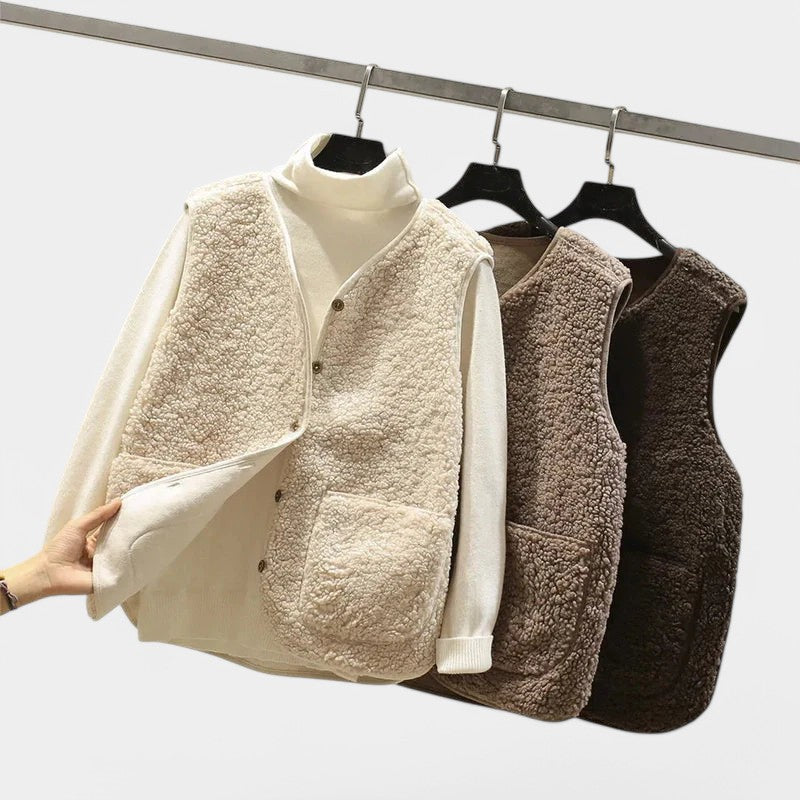 Teddy Vest da donna - Giacca senza maniche comoda e morbida