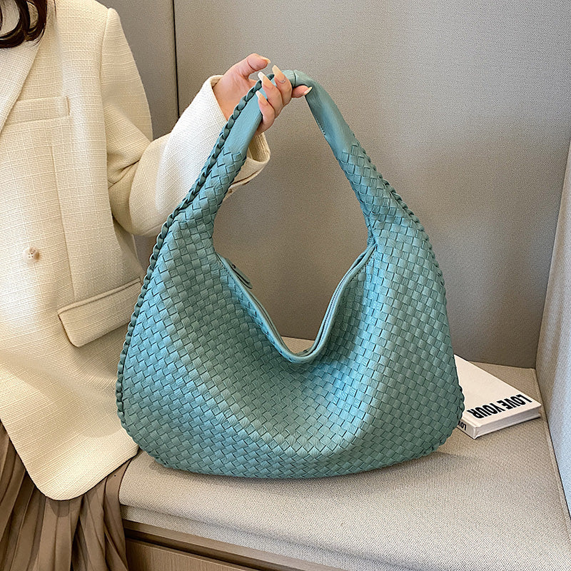 Borsa hobo in pelle intrecciata da donna – Elegante borsa a tracolla intrecciata