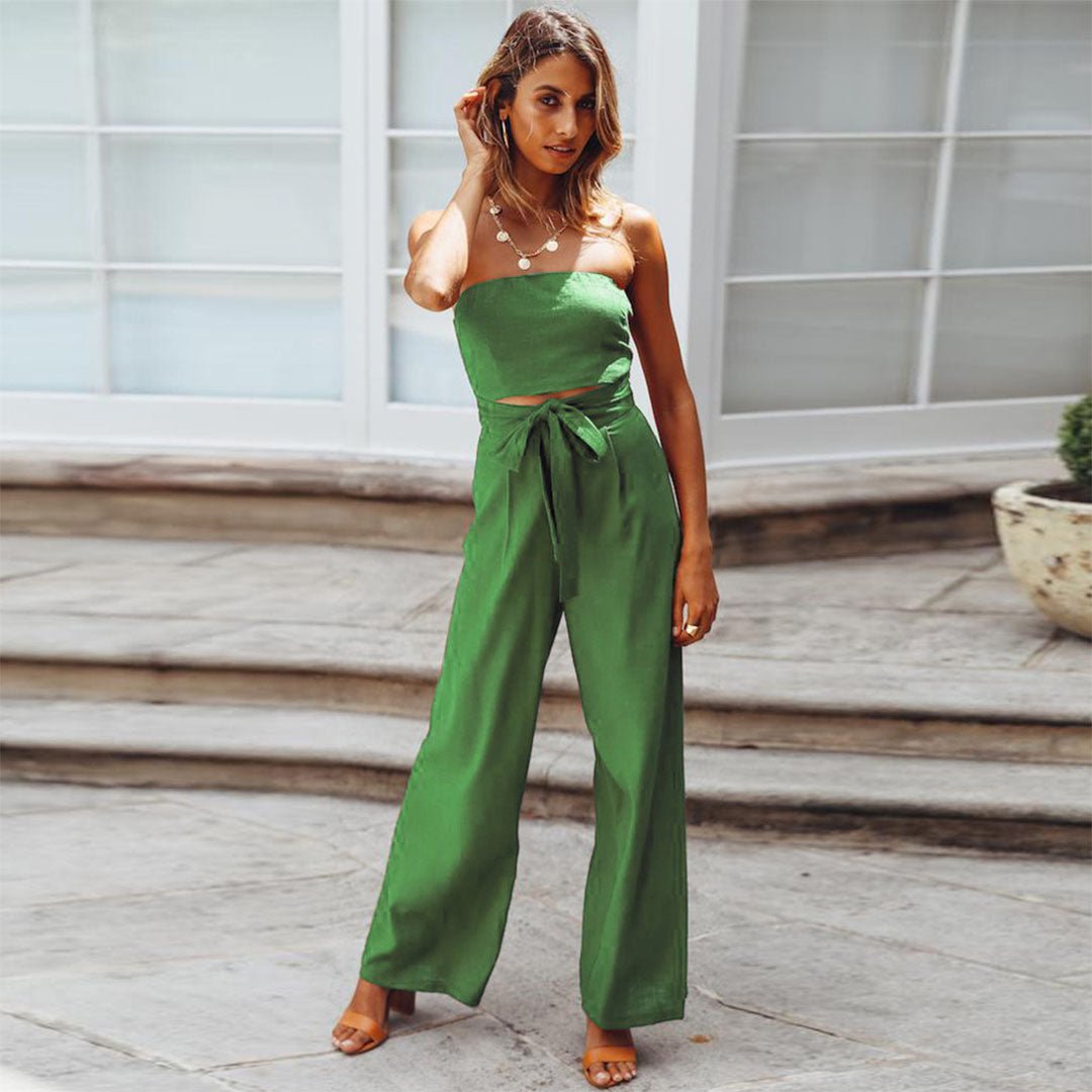 Tuta donna bustier a gamba larga – Vita annodata elegante