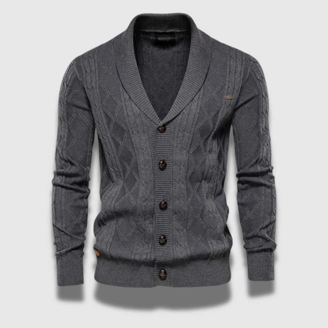 Cardigan da uomo in maglia con motivo geometrico