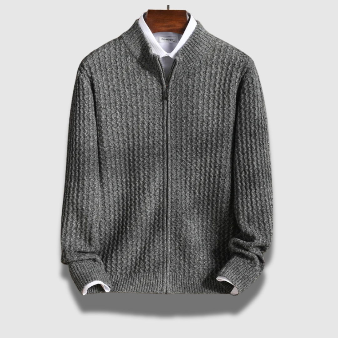 Cardigan Premium strutturato da uomo con zip in Merino
