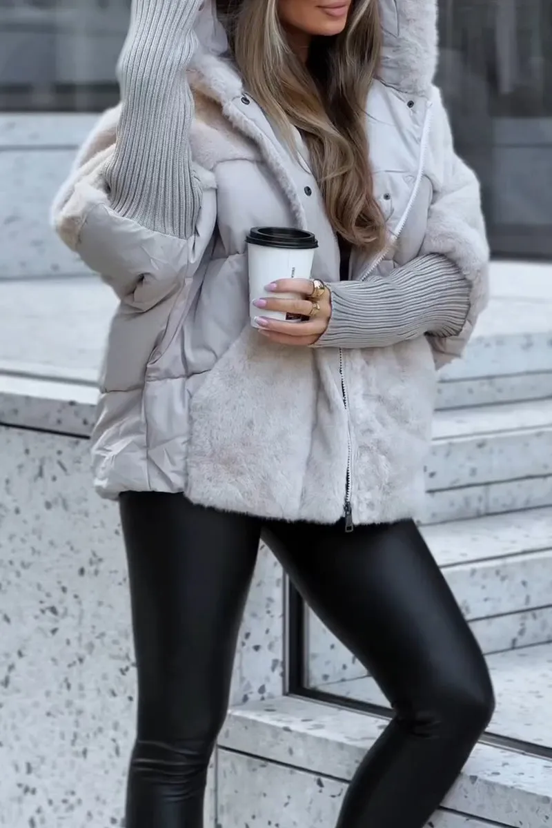 Cappotto invernale da donna | Trapuntato con cappuccio