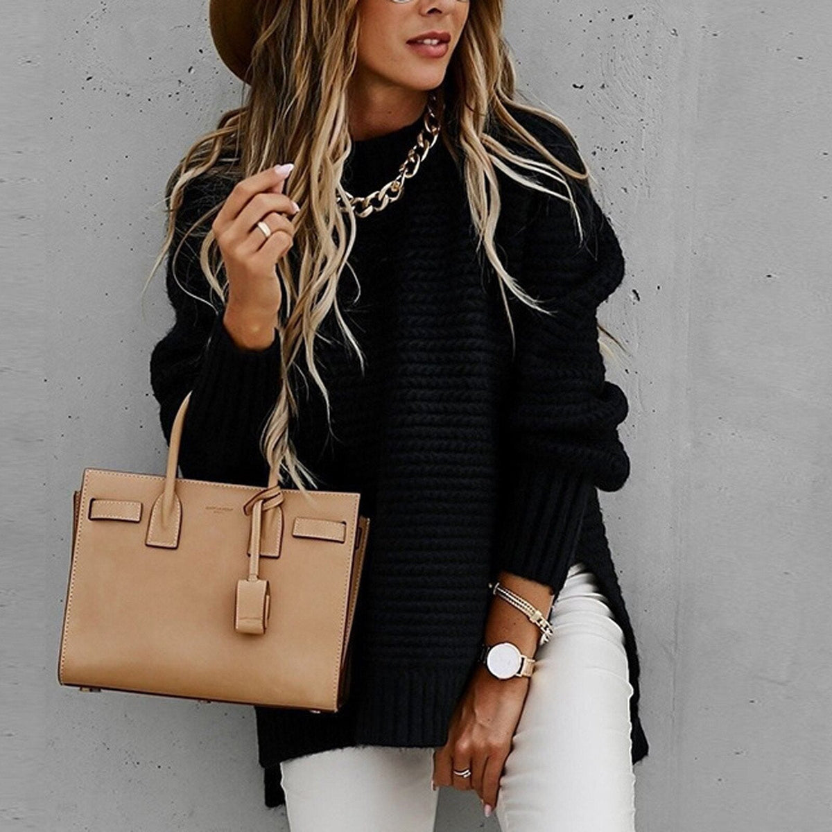 Pull femme à col montant - Élégant et doux