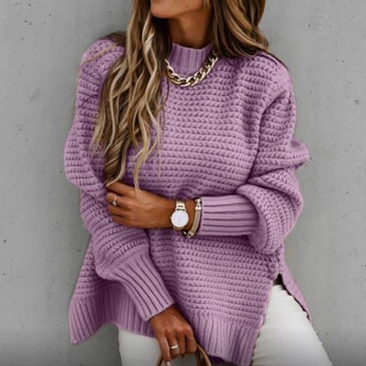 Pull femme à col montant - Élégant et doux