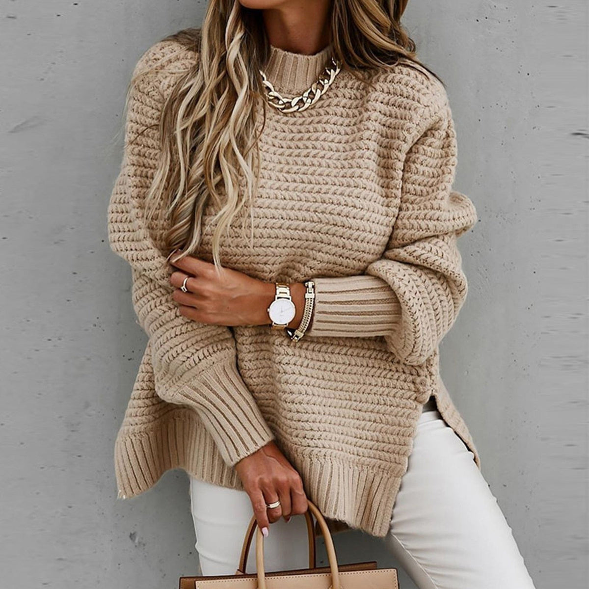 Pull femme à col montant - Élégant et doux