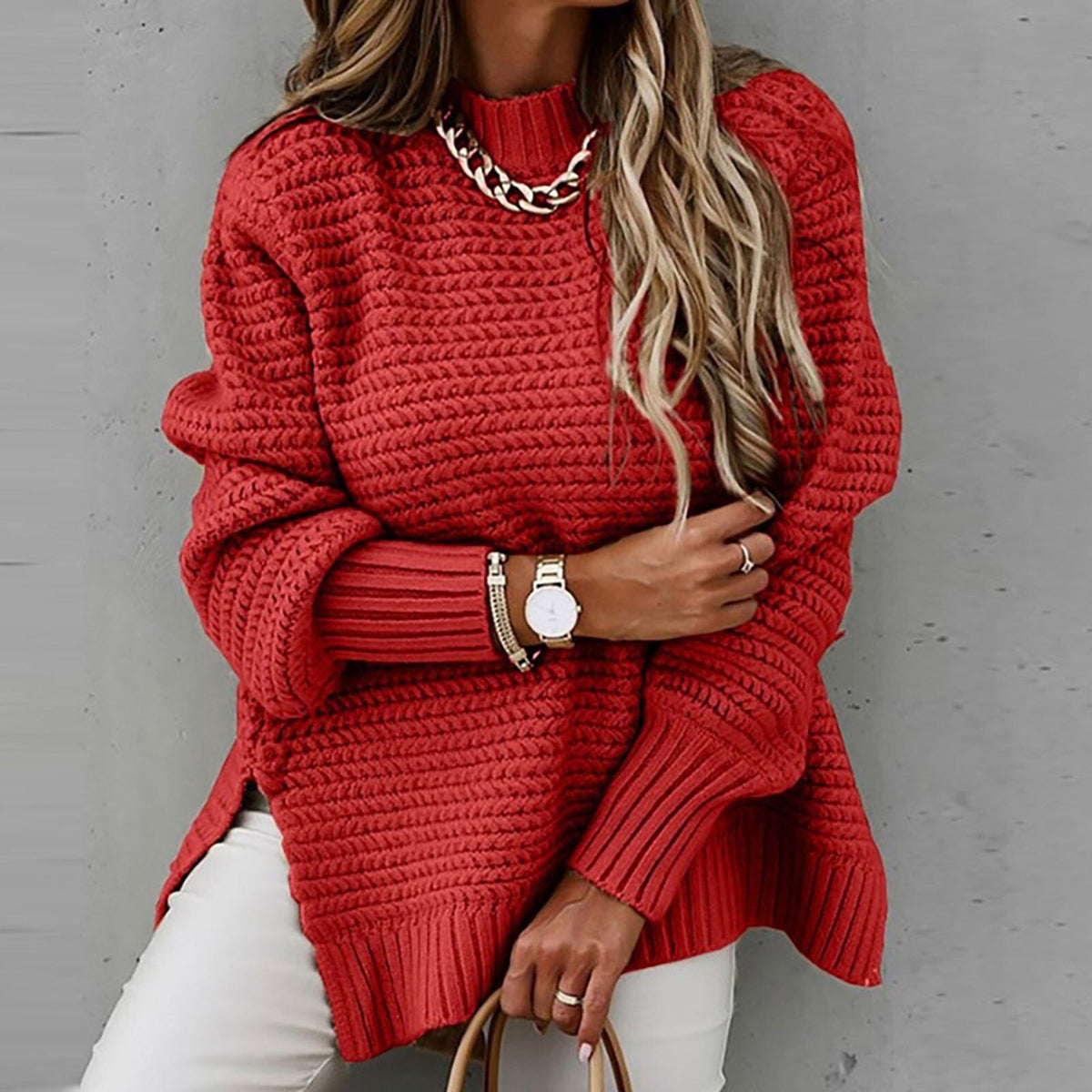 Pull femme à col montant - Élégant et doux