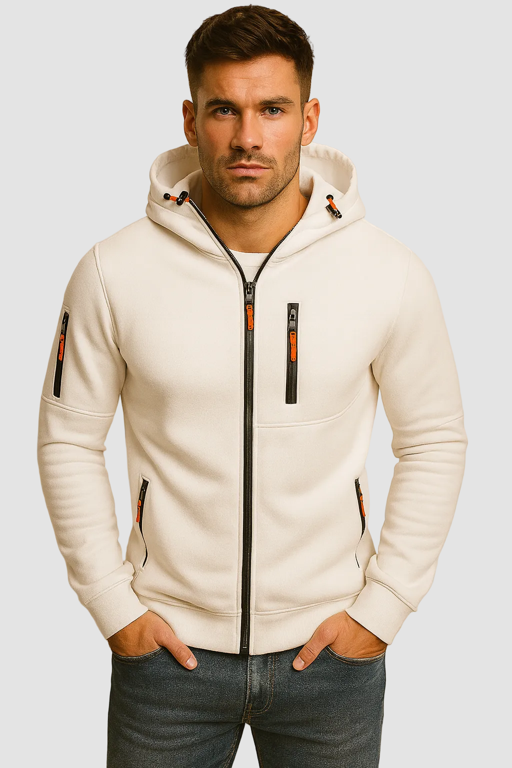 Sudadera con capucha para hombre con cremallera - Cómoda y cálida