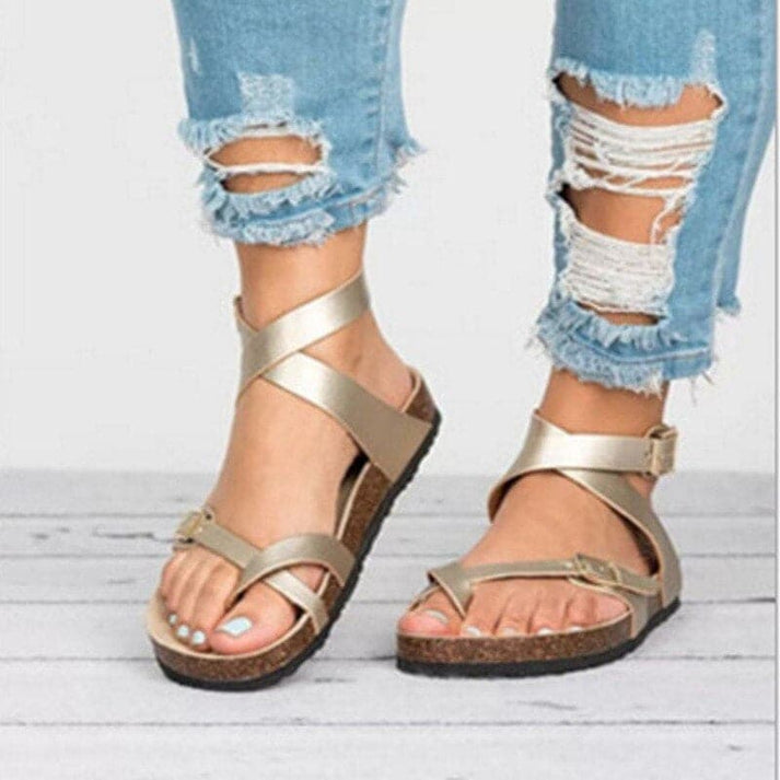 Sandali casual da donna con cinturino incrociato – comode scarpe estive con fibbia