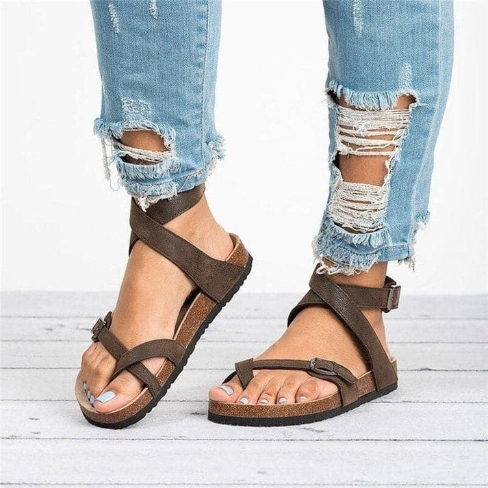 Sandali casual da donna con cinturino incrociato – comode scarpe estive con fibbia