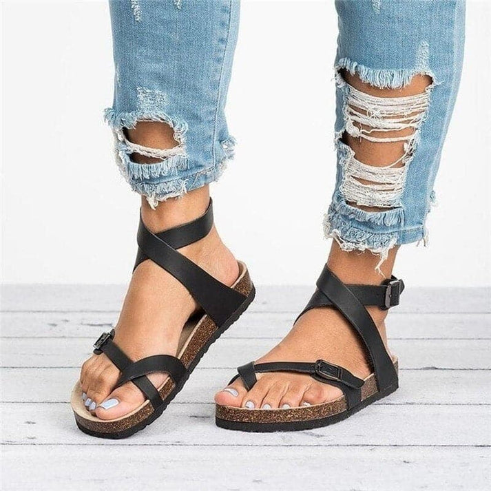 Sandali casual da donna con cinturino incrociato – comode scarpe estive con fibbia