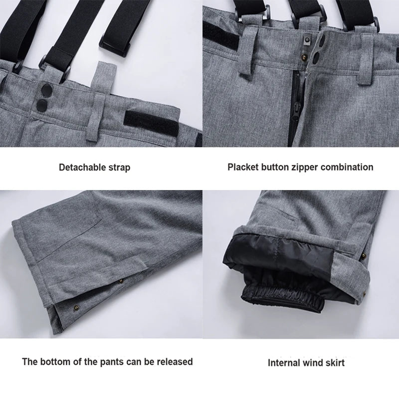 Pantaloni da snowboard impermeabili da uomo bretelle – Pantaloni da sci invernali isolati